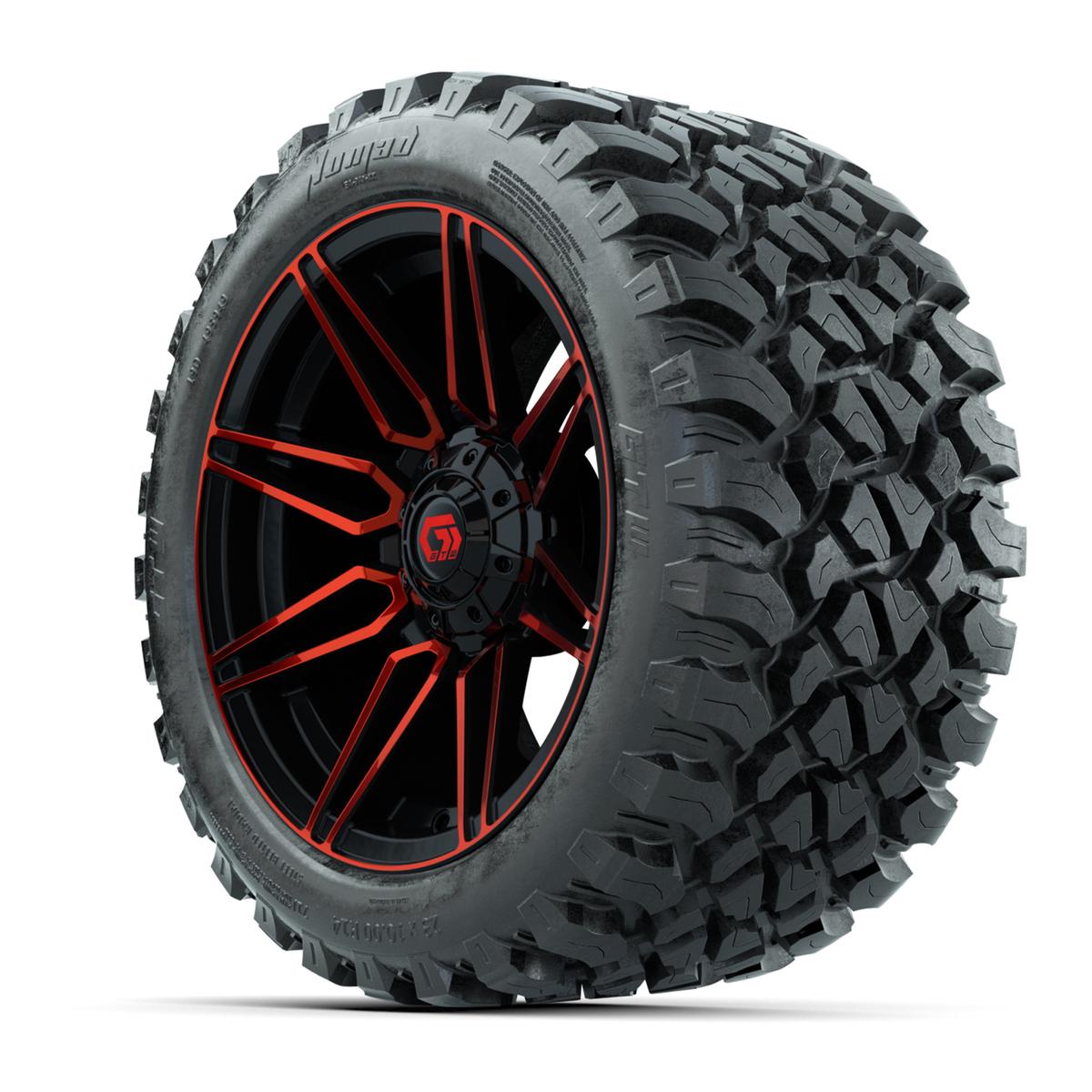 GTW&reg; Stealth Red/Machined 14 in Wheels with 23X10-R14 Nomad Steel Belt Radial All-Terrain Tires – Full Set
