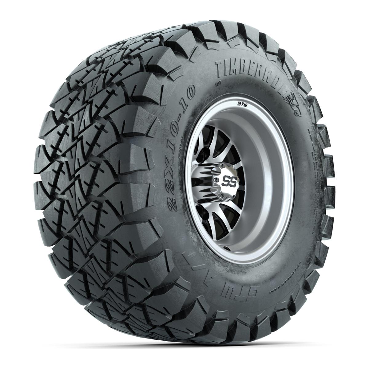 GTW Medusa Black and Machined Wheels with 22in Timberwolf Mud Tires - 10 Inch