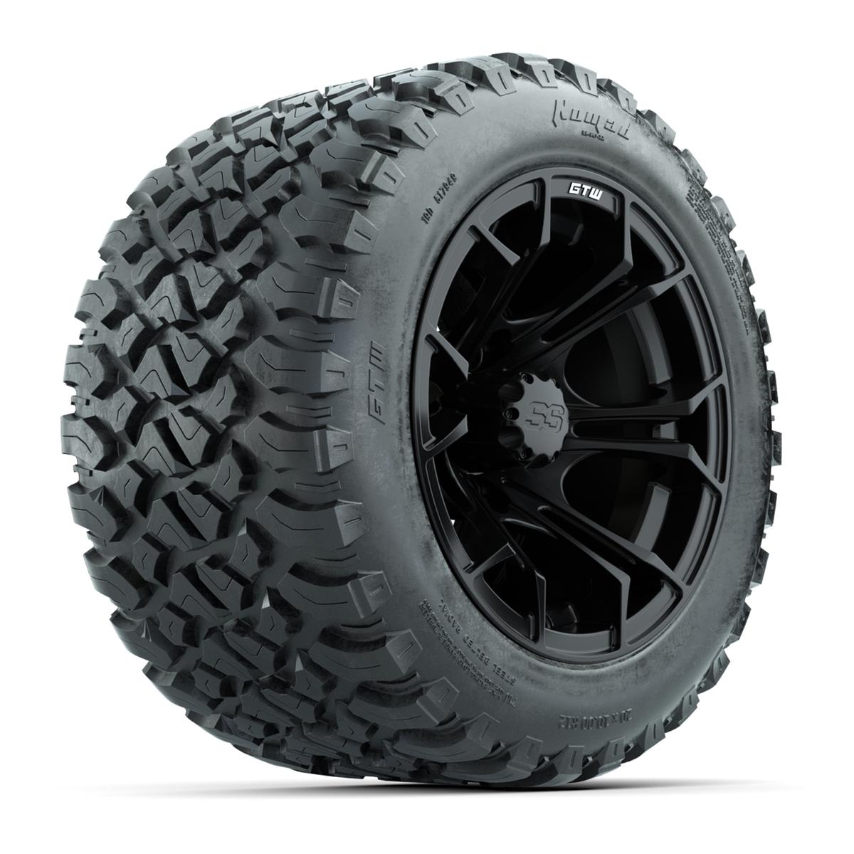 GTW Spyder Matte Black 12 in Wheels with 20x10-R12 GTW Nomad All-Terrain Tires – Full Set