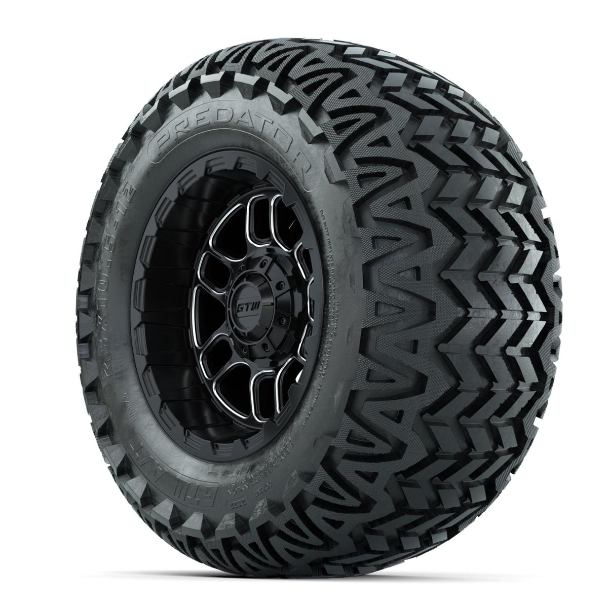 Set of (4) 12 in GTW® Titan Machined & Black Wheels with 23x10.5-12 Predator All-Terrain Tires