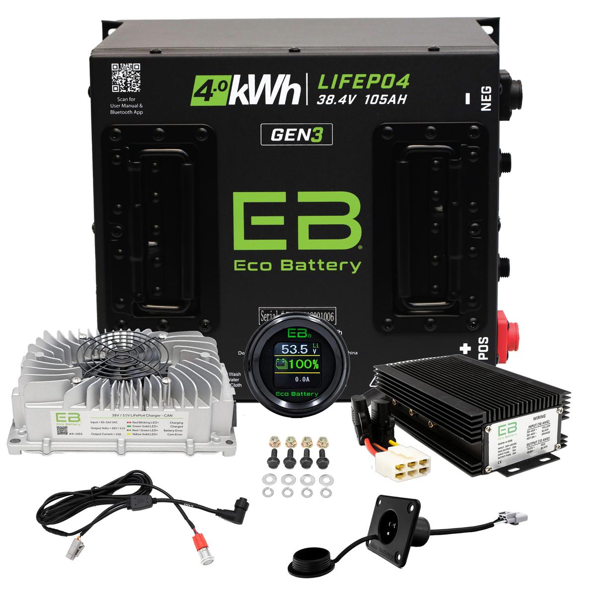EZGO Freedom TXT (36V) Eco Lithium 38V 105Ah GEN3 Battery Bundle - Cube