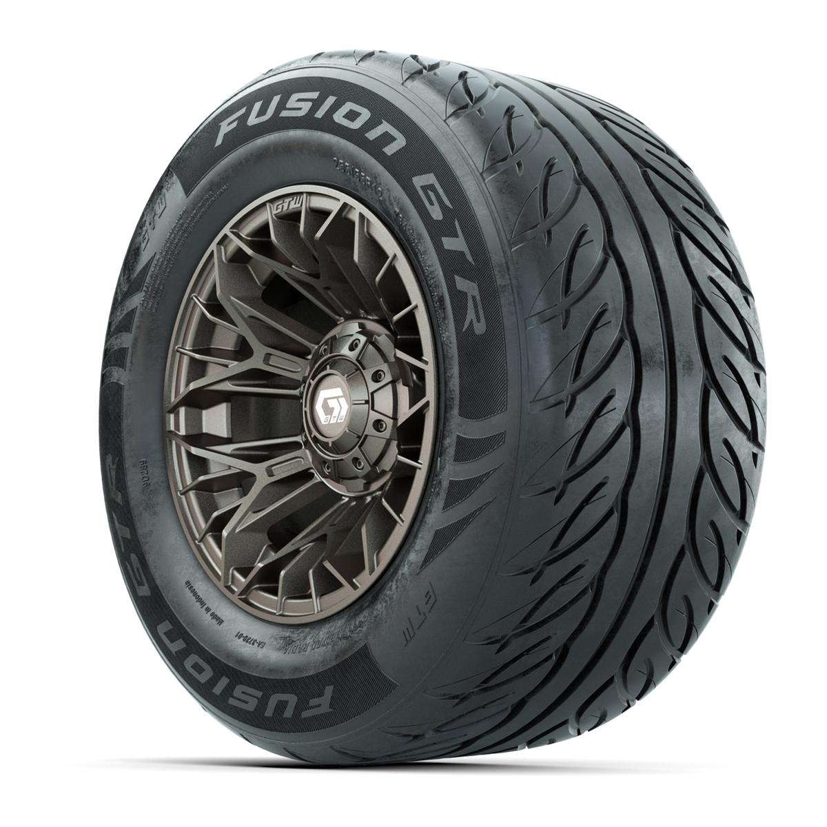 GTW&reg; Stellar Matte Bronze 12 in Wheels with 255/55-R12 Fusion GTR Steel Belt Radial Street Tires – Full Set