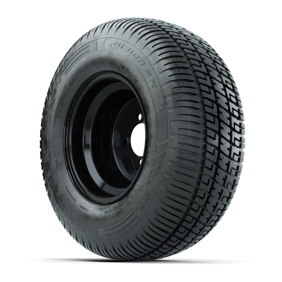 Set of (4) 10 in Black Steel Offset Wheels with 205/65-10 Fusion Street Tires