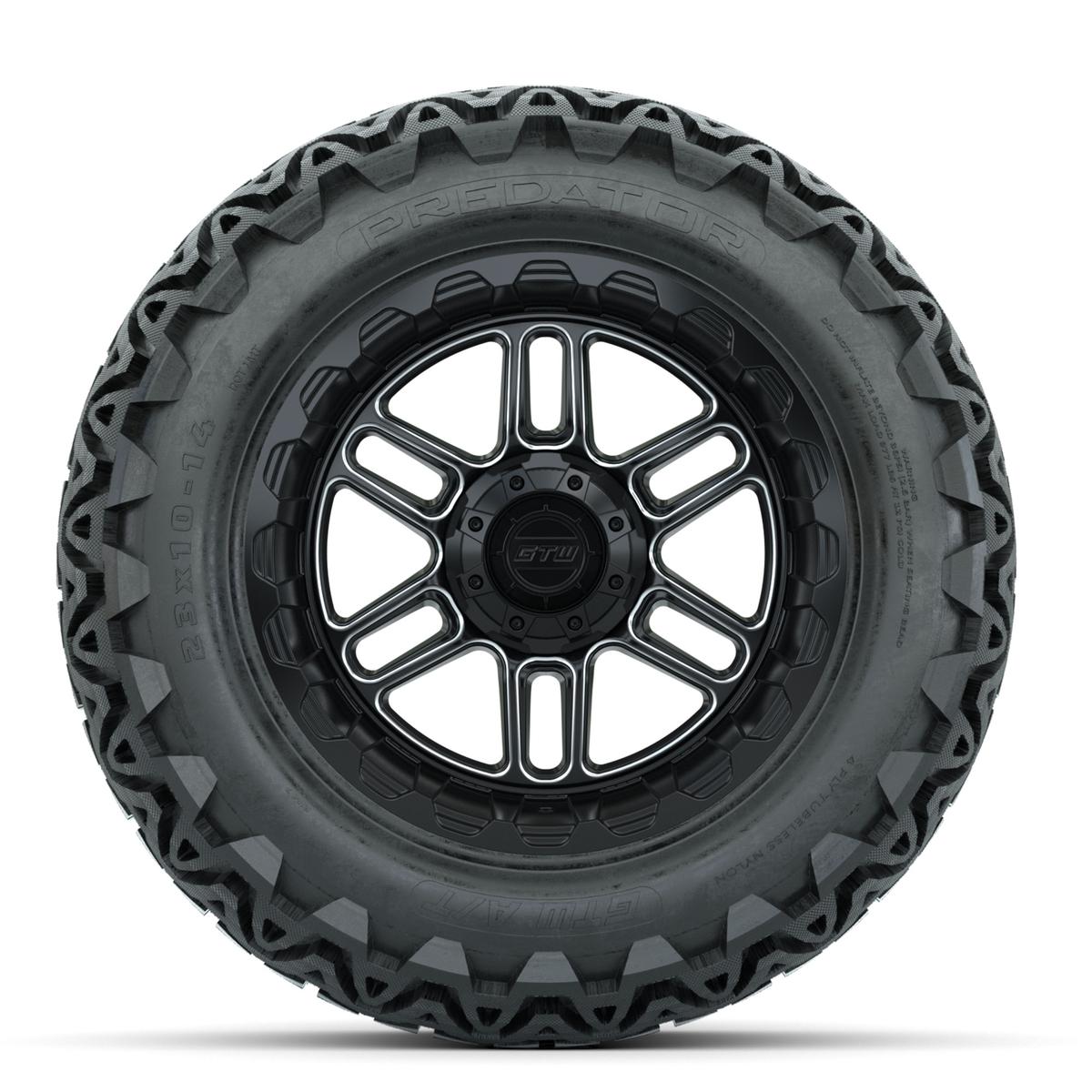 Set of (4) 14 in GTW® Titan Machined & Black Wheels with 23x10-14 Predator All-Terrain Tires