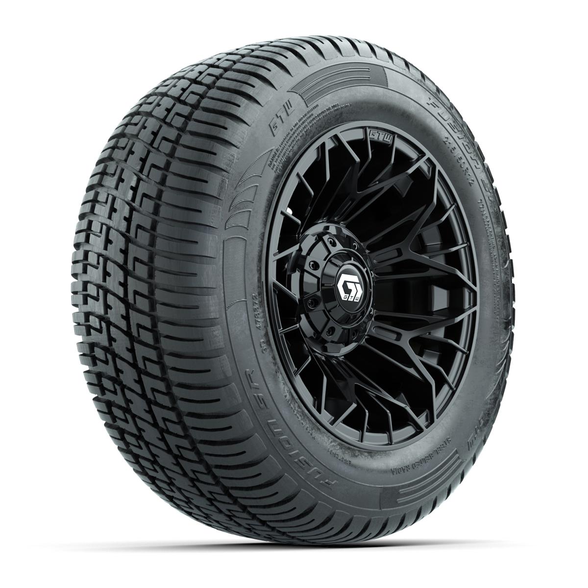 Set of (4) 12 in GTW® Stellar Black Wheels with 215/50-R12 Fusion S/R Street Tires