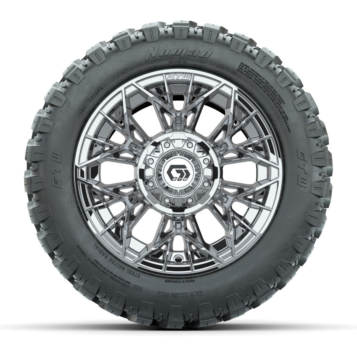 Set of (4) 12 in GTW® Stellar Chrome Wheels with 22x11-R12 Nomad All-Terrain Tires
