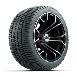 GTW Spyder Machined and Black 12 in Wheels with 18in Fusion Street Tires – Set of 4