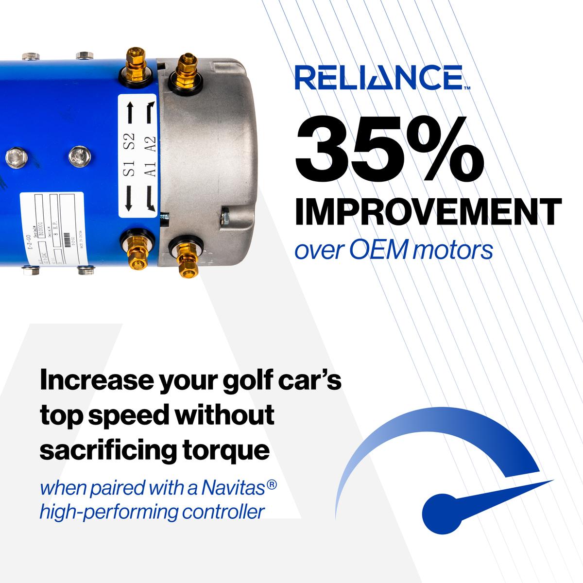 Reliance Club Car Series 36/48V 10 Spline High Speed Motor (Years 1992-Up)