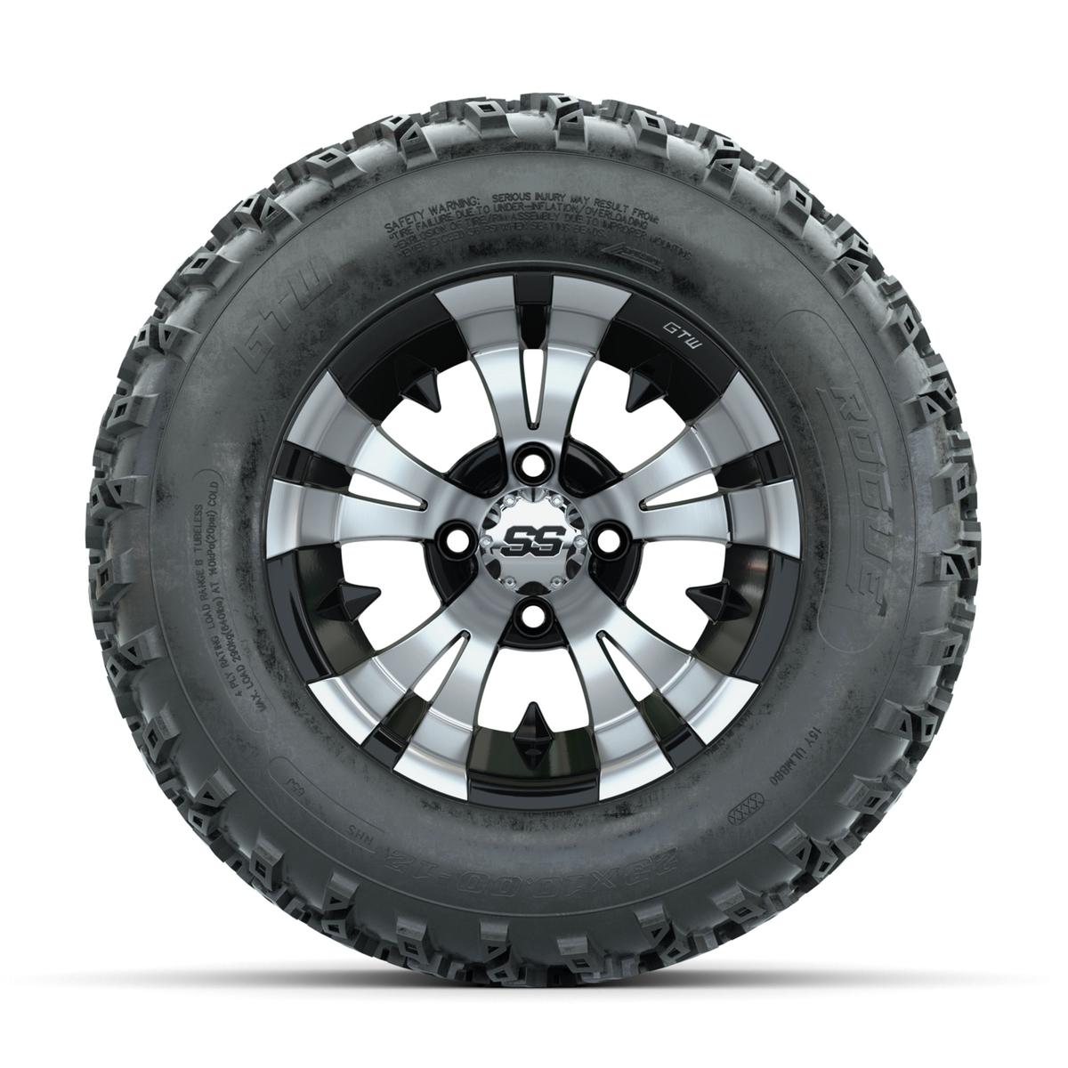 GTW Vampire Machined/Black 12 in Wheels with 23x10.00-12 Rogue All Terrain Tires – Full Set