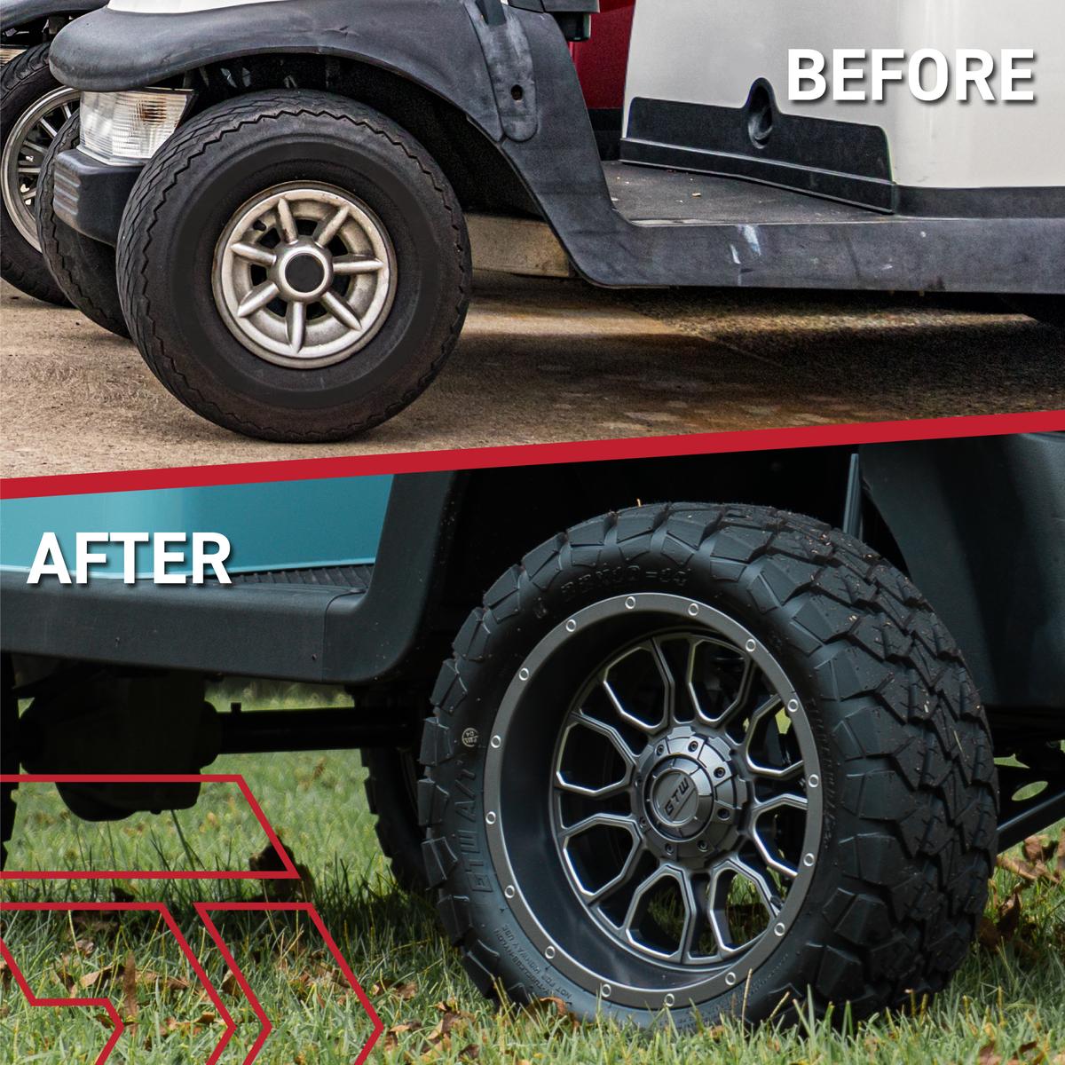 GTW Volt Gunmetal/Machined 14 in Wheels with 23x10-R14 Nomad All Terrain Tires - Full Set