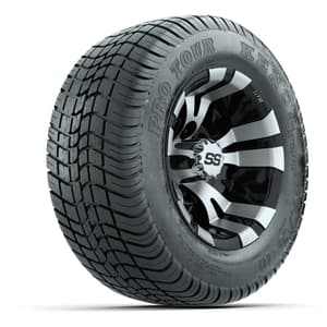 GTW Vampire Black/Machined 10 in Wheels with 205/50-10 Kenda Pro Tour Street Tires – Full Set