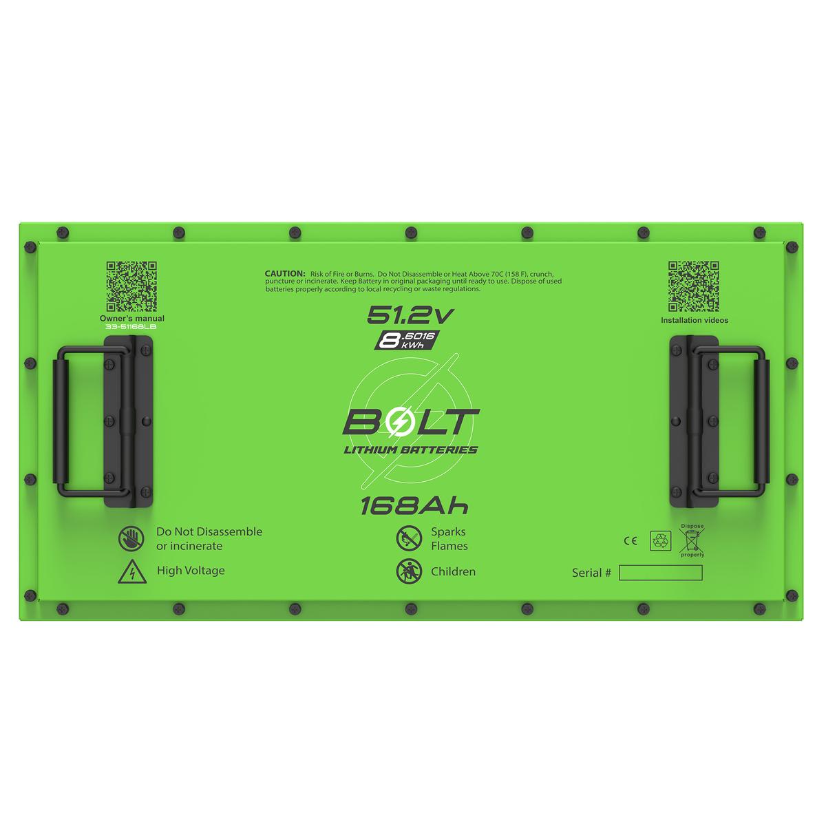 Bolt Energy Club Car Onward, Tempo, Precedent, DS (48V), Villager 51.2V 168AH Heated Professional Battery Kit