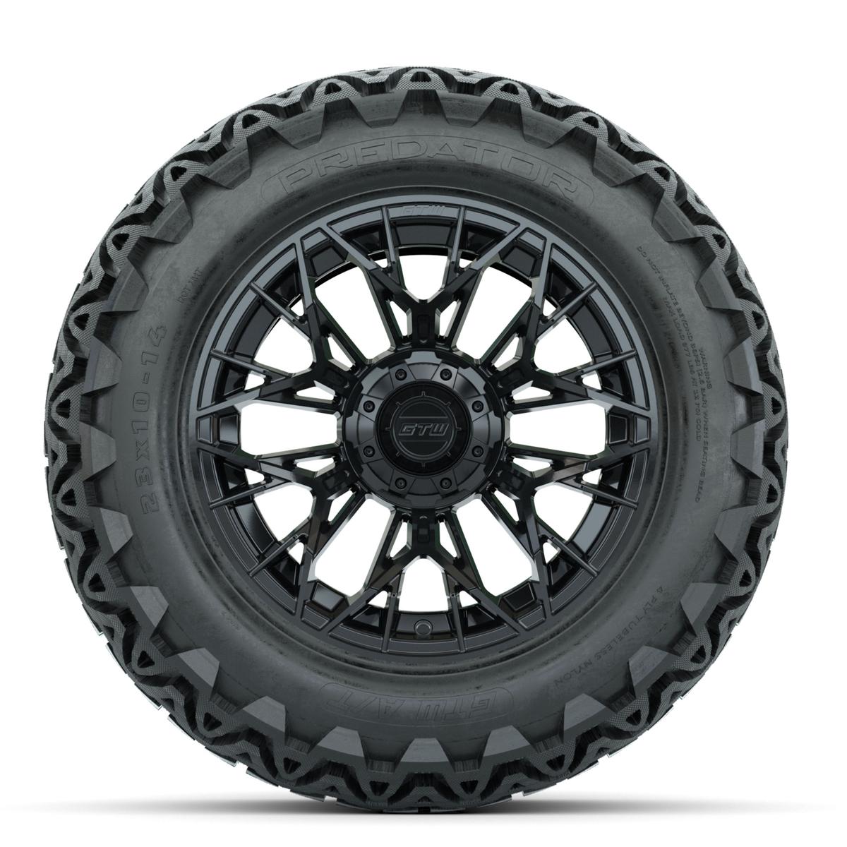 Set of (4) 14 in GTW® Stellar Black Wheels with 23x10-14 Predator All-Terrain Tires