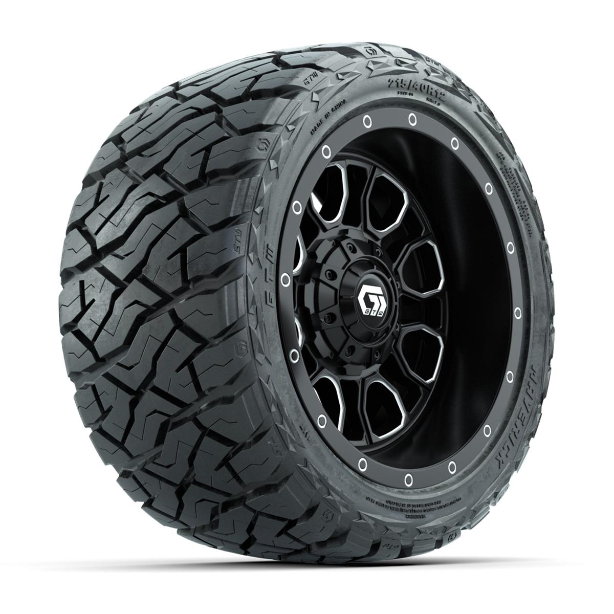 GTW Volt Black/Machined 12 in Wheels with 215/40-R12 Maverick Low-Profile All-Terrain Tires – Full Set