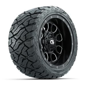 GTW Volt Black/Machined 12 in Wheels with 215/40-R12 Maverick Low-Profile All-Terrain Tires – Full Set