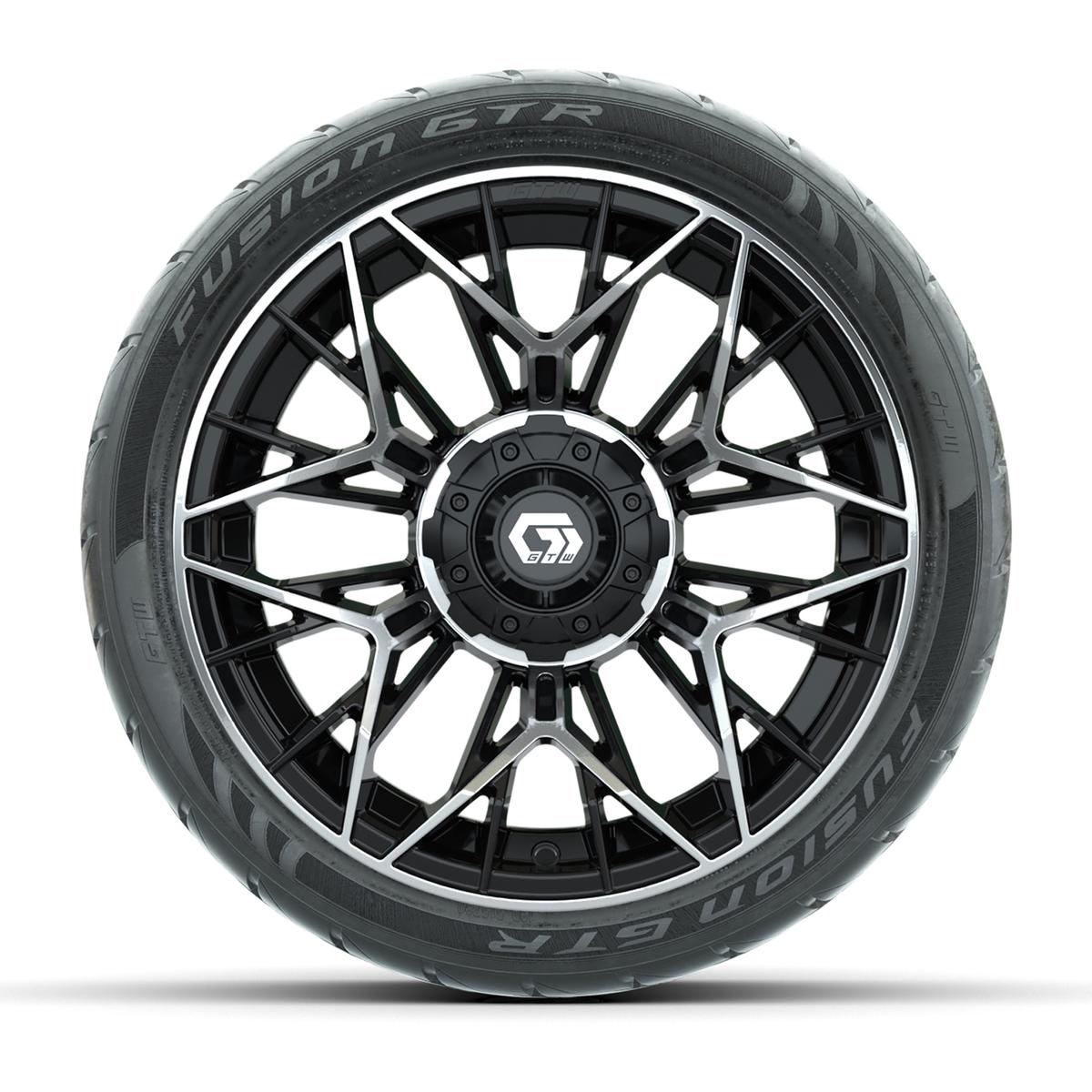 Set of (4) 14 in GTW® Stellar Machined & Black Wheels with 205/40-R14 Fusion GTR Street Tires