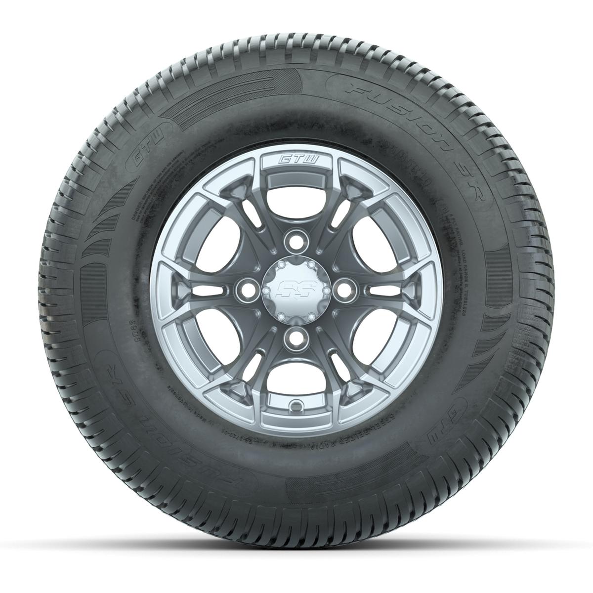 GTW Spyder Silver Brush 10 in Wheels with 205/65-R10 Fusion SR Steel Belted Radial Tires – Full Set