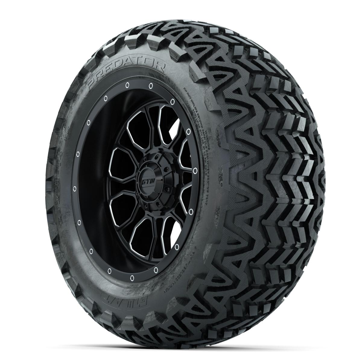 Set of (4) 14 in GTW® Volt Machined & Black Wheels with 23x10-14 Predator All-Terrain Tires