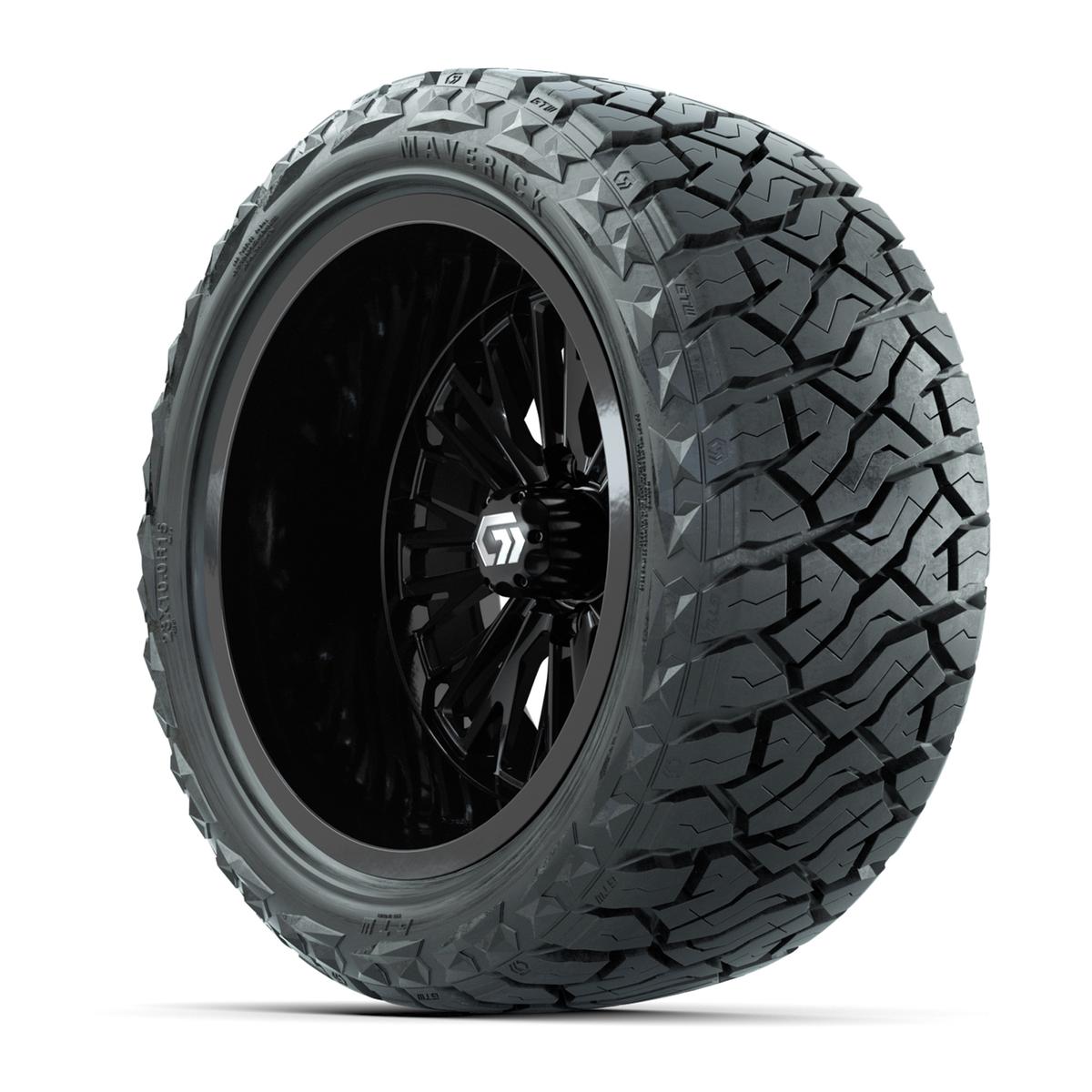 GTW&reg; Viper Gloss Black 15 in Wheels with 23X10-R15 Maverick Steel Belted Radial All-Terrain Tires - Full Set