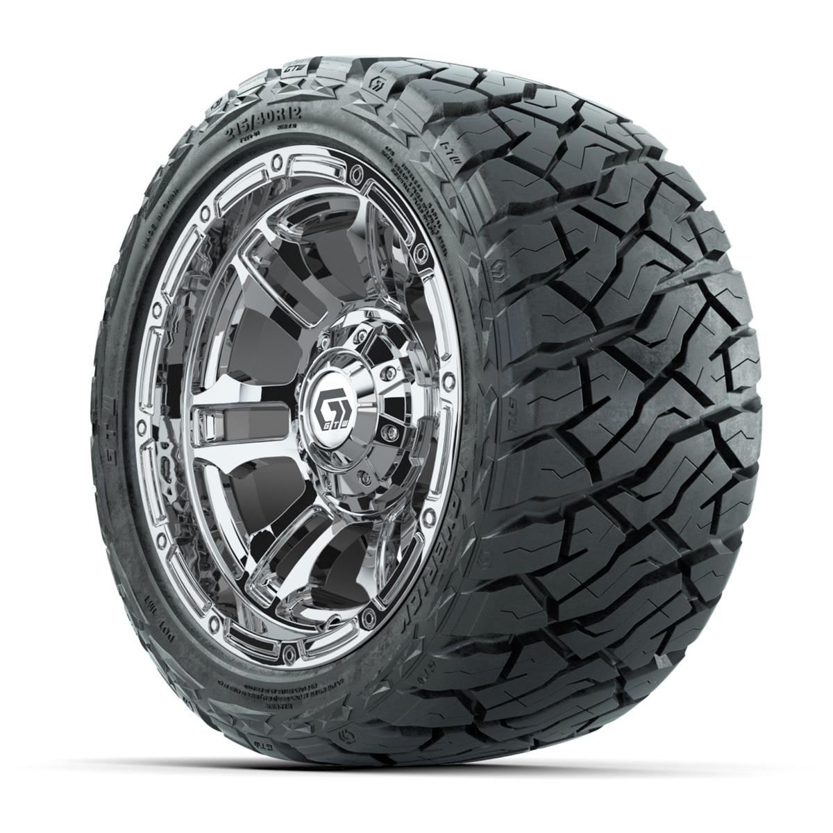 GTW Shogun Chrome 12 in Wheels with 215/40-R12 Maverick Low-Profile All-Terrain Tires – Full Set