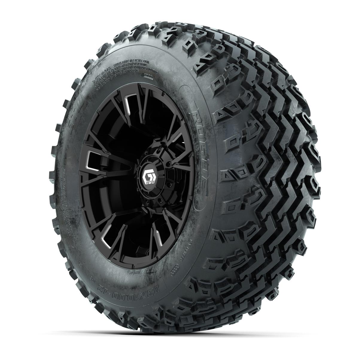 GTW&reg; Vandal Matte Black/Machined 12 in Wheels with 23X10.00-12 Rogue All-Terrain Tires – Full Set