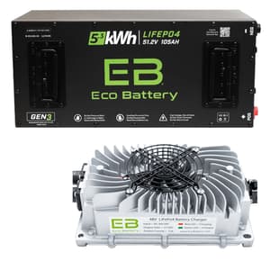 51V 105AH GEN3 Eco LifePo4 Lithium Battery Kit with 15A Charger – Skinny Style Battery