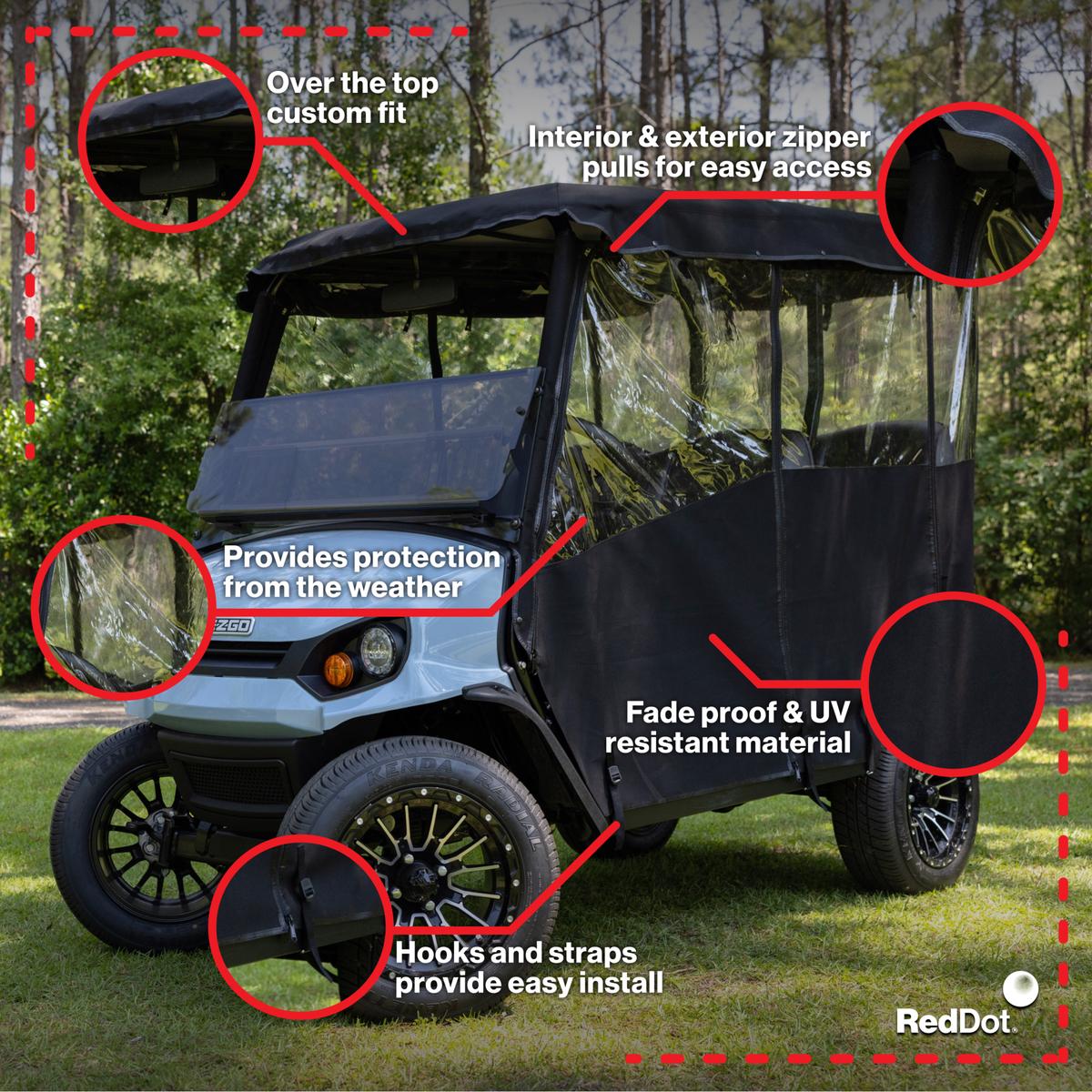 RedDot EZGO Liberty 4-Passenger Black 3-Sided Over-The-Top Enclosure