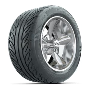 GTW&reg; Godfather Chrome 14 in Wheels with 255/45-R14 Fusion GTR Steel Belt Radial Street Tires – Full Set