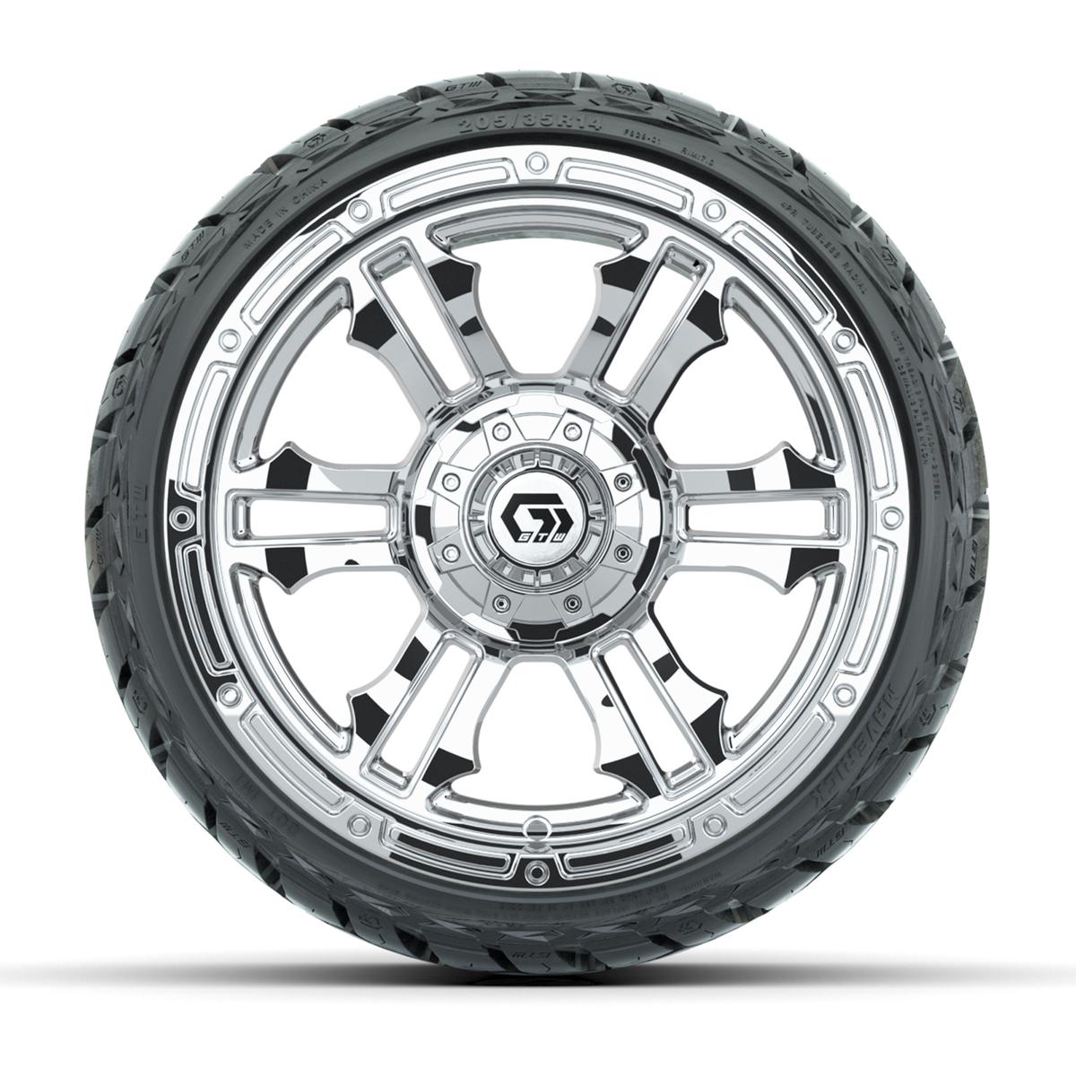 GTW Shogun Chrome 14 in Wheels with 205/35-R14 Maverick Low-Profile All-Terrain Tires – Full Set