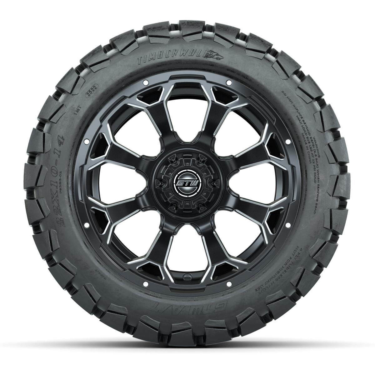 Set of (4) 14 in GTW Raven Wheels with 22x10-14 GTW Timberwolf All-Terrain Tires
