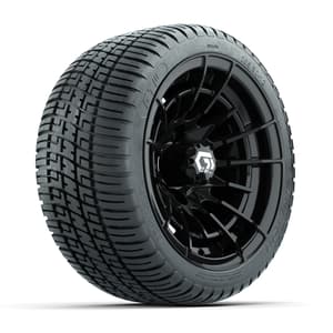 GTW&reg; Boost Gloss Black 12 in Wheels with 205/30-12 Fusion Street Tires – Full Set