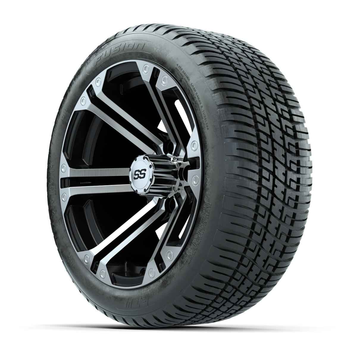 14” GTW Specter Black and Machined Wheels with 19” Fusion Street Tires – Set of 4