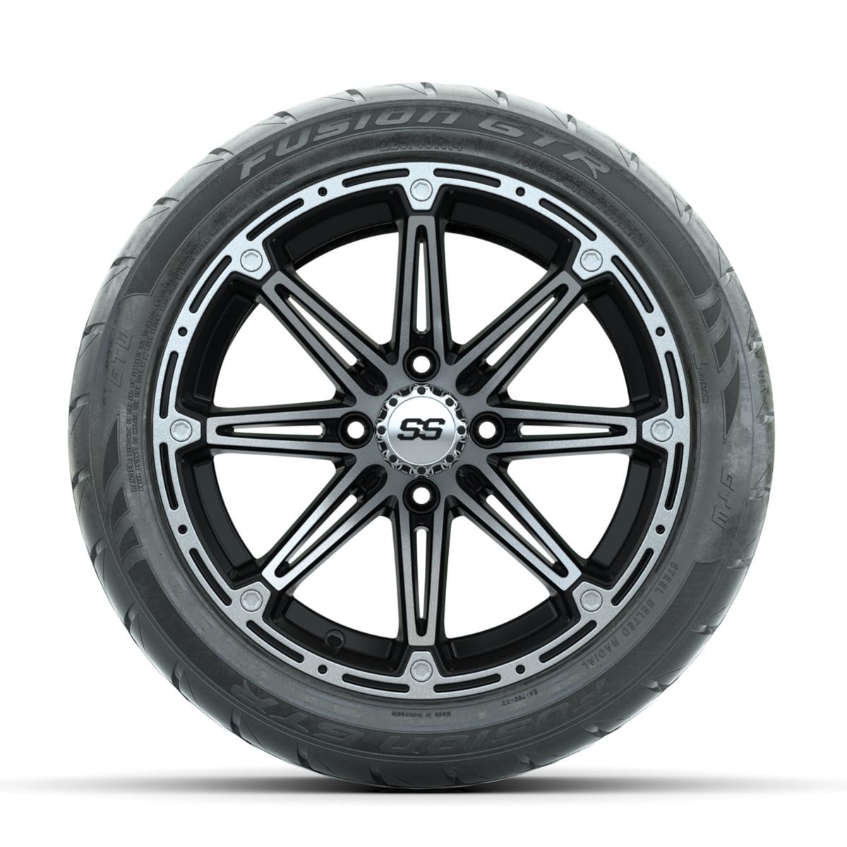 GTW Element Machined/Black 14 in Wheels with 225/40-R14 Fusion GTR Street Tires – Full Set