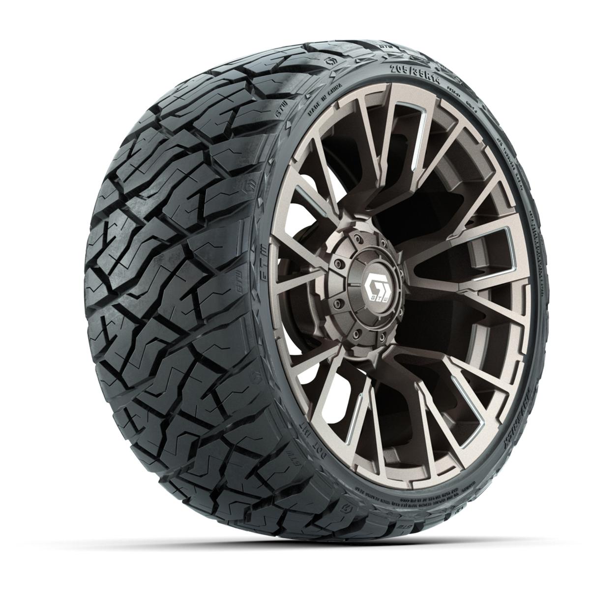 GTW Vandal Satin Bronze/Machined 14 in Wheels with 205/35-R14 Maverick Low-Profile All-Terrain Tires – Full Set