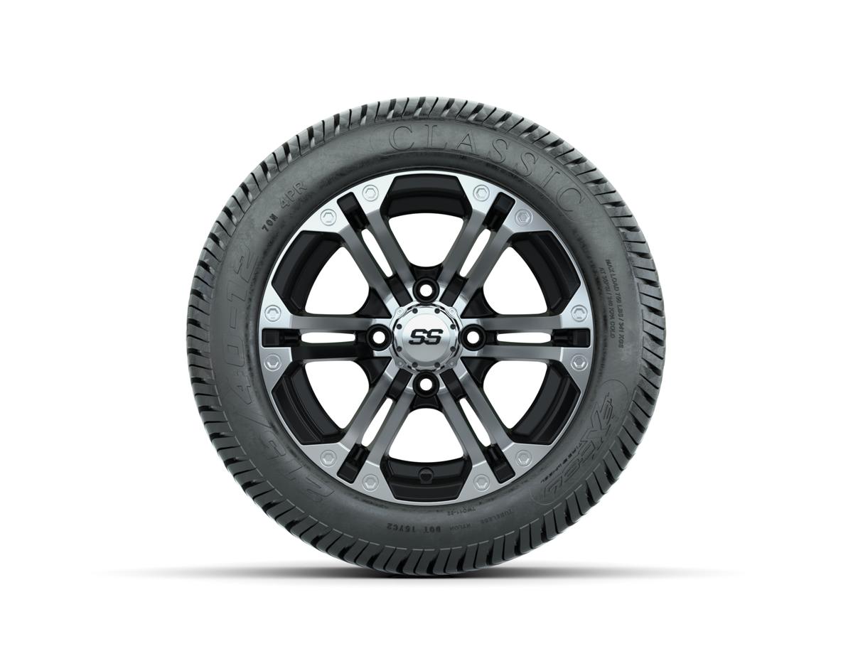 12” GTW Specter Black and Machined Wheels with Excel Lo-Pro Street Tires – Set of 4