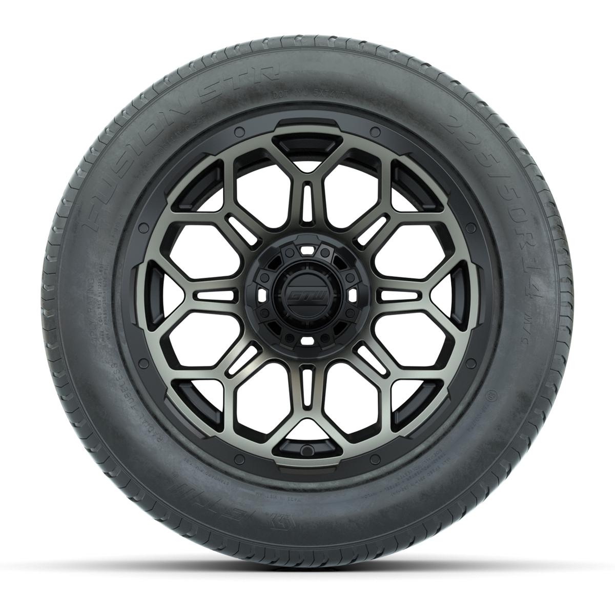 GTW&reg; Bravo Matte Bronze 14 in Wheels with 255/50-R14 Fusion STR DOT Approved Street Tires - Full Set
