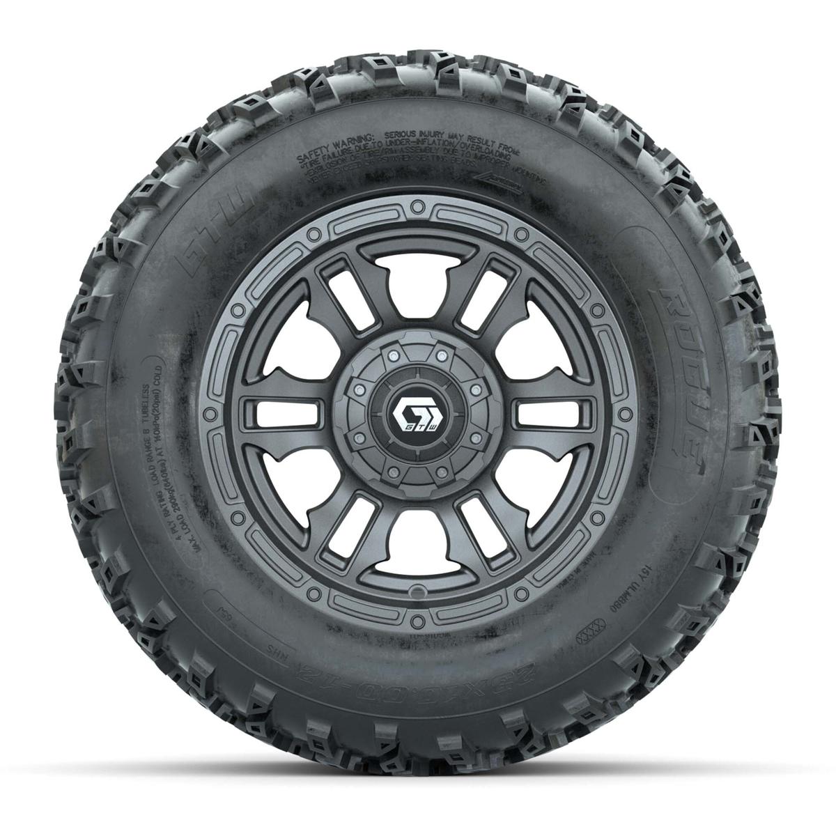 GTW&reg; Shogun Gunmetal 12 in Wheels with 23X10.00-12 Rogue All-Terrain Tires – Full Set
