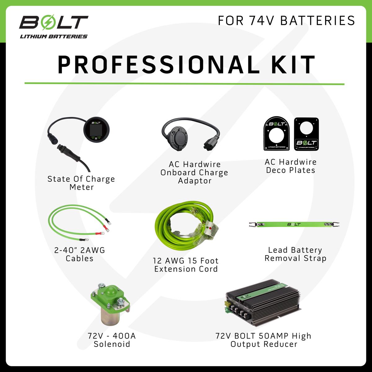 Bolt Energy 72V Professional Install Kit without Bracket