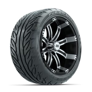 GTW Tempest Machined/Black 14 in Wheels with 225/40-R14 Fusion GTR Street Tires – Full Set