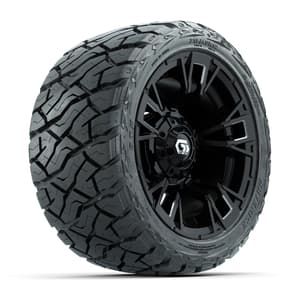 GTW Vandal Matte Black/Machined 12 in Wheels with 215/40-R12 Maverick Low-Profile All-Terrain Tires – Full Set
