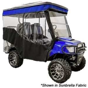 RedDot& 3-Sided Sunbrella Stock Enclosure and Solid Valance for Yamaha G29/Drive with Triple Track Top (Years 2007-2016)