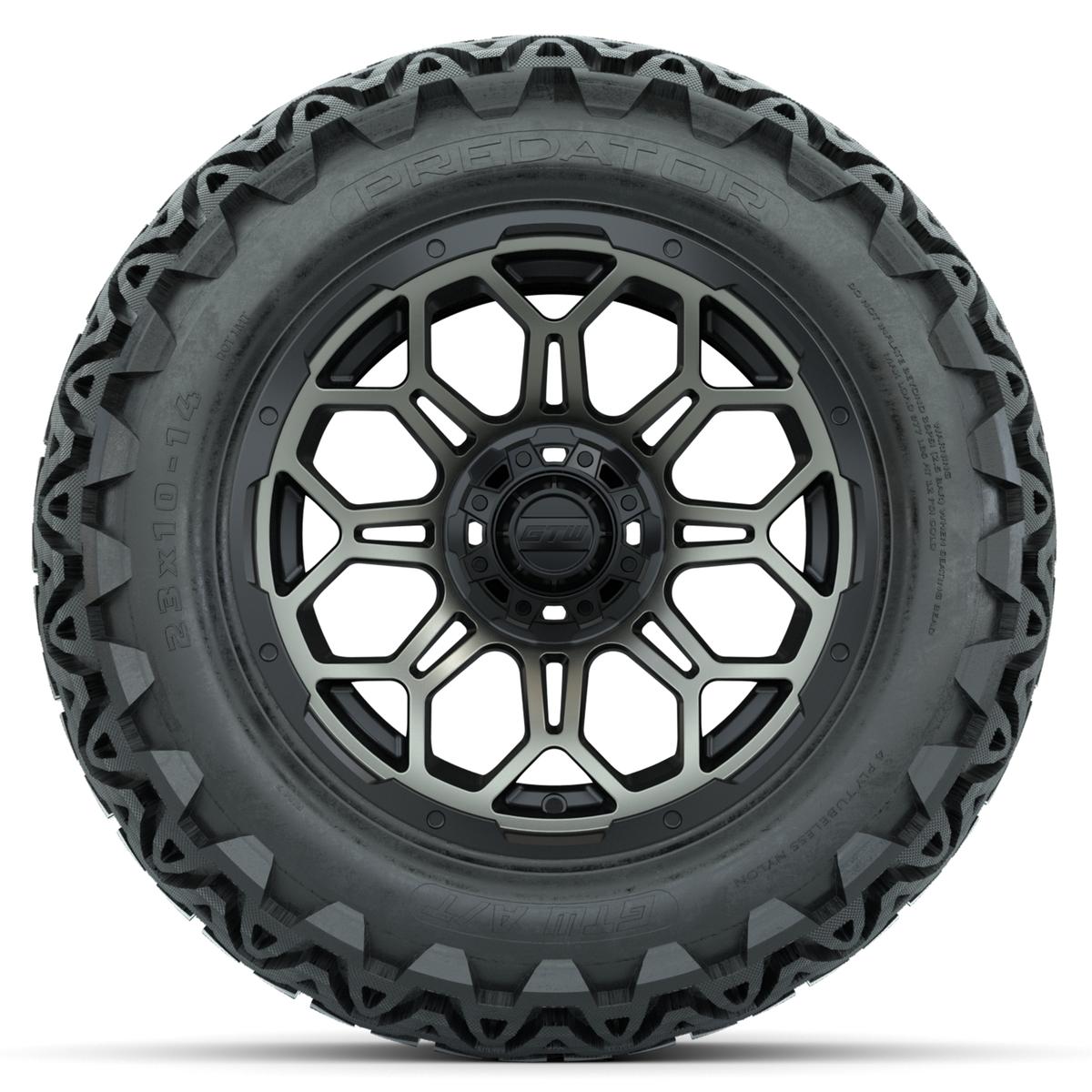 Set of (4) 14 in GTW Bravo Wheels with 23x10-14 GTW Predator All-Terrain Tires