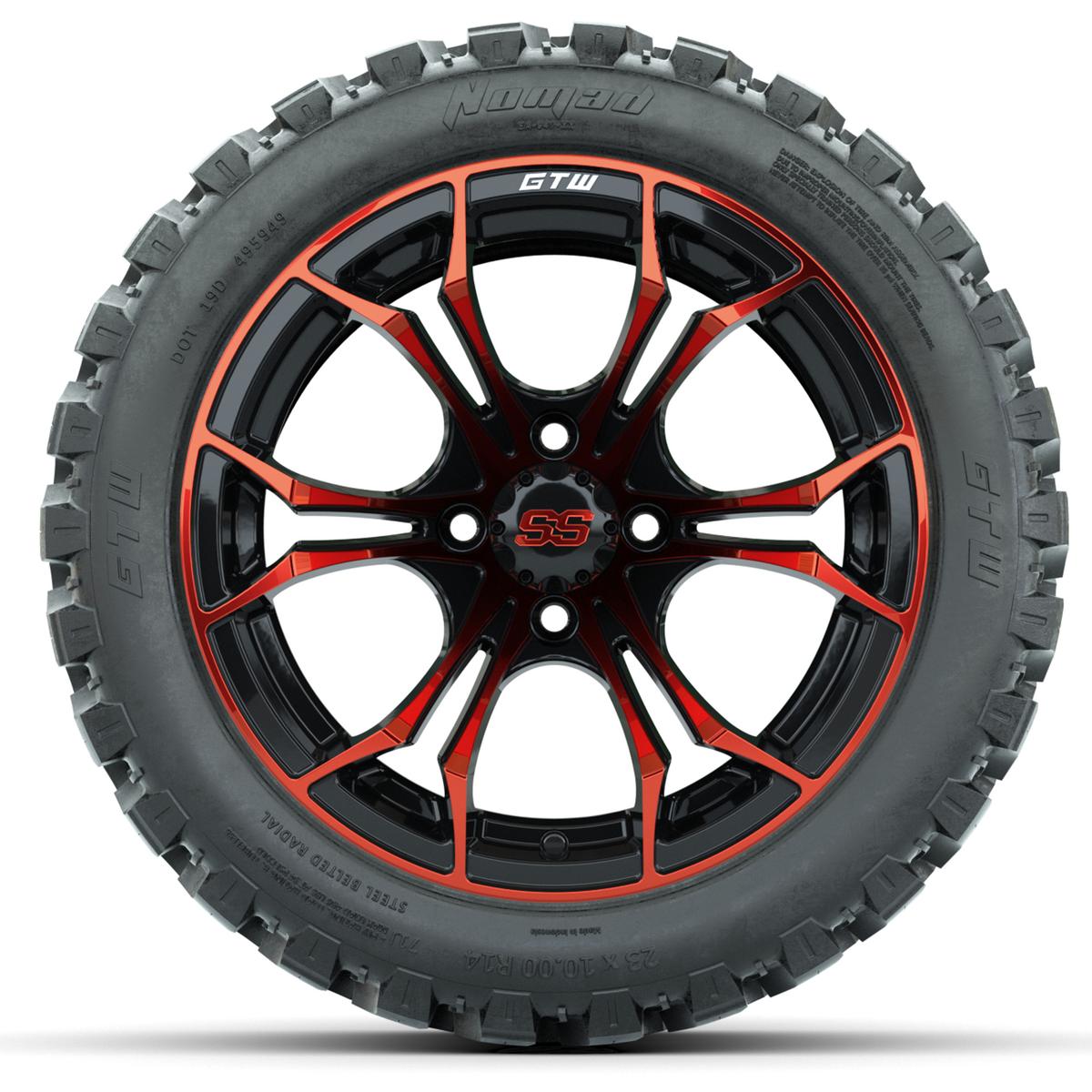 GTW Spyder Red/Black 14 in Wheels with 23x10-14 GTW Nomad All-Terrain Tires – Full Set
