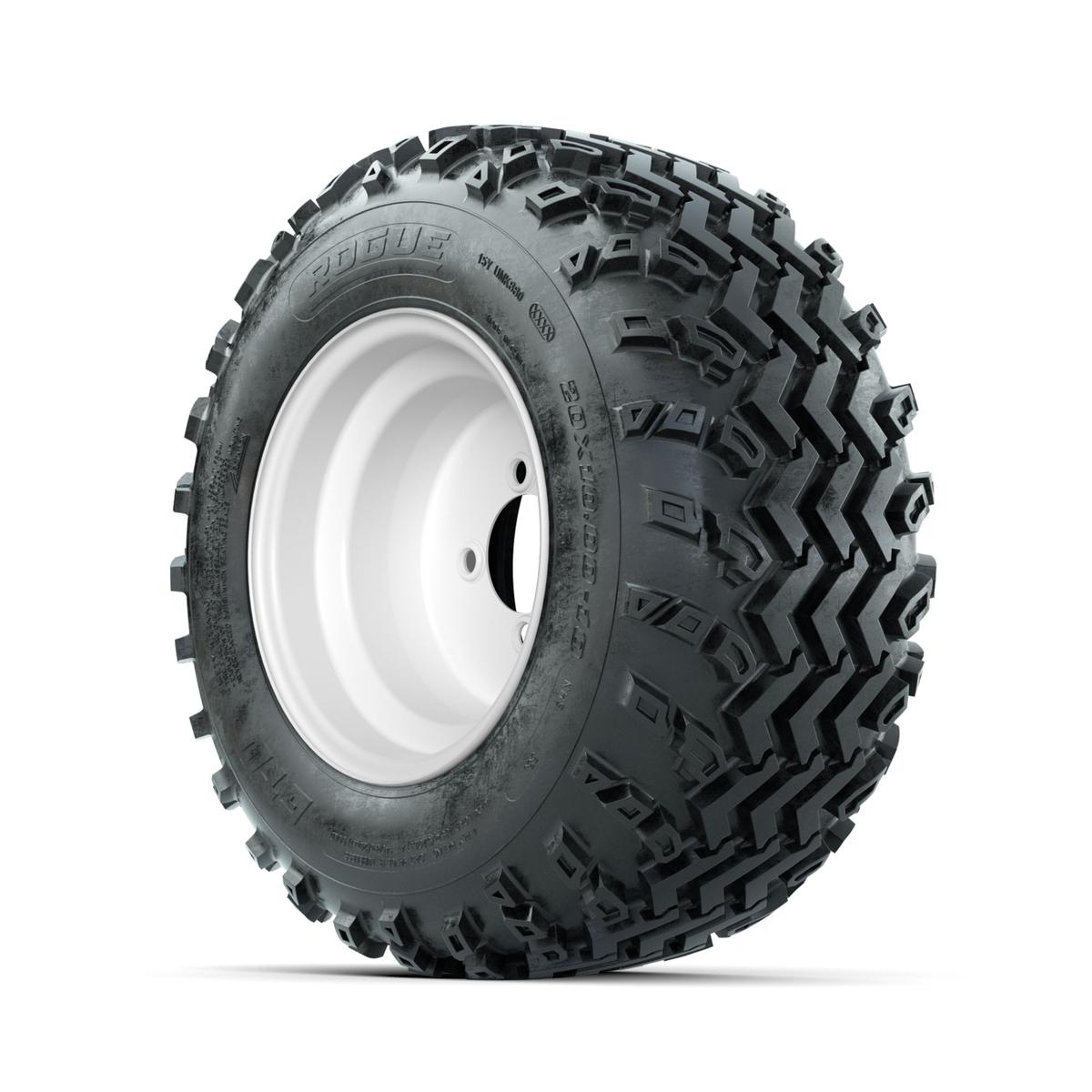 GTW Steel White 10 in Wheels with 20x10.00-10 Rogue All Terrain Tires – Full Set