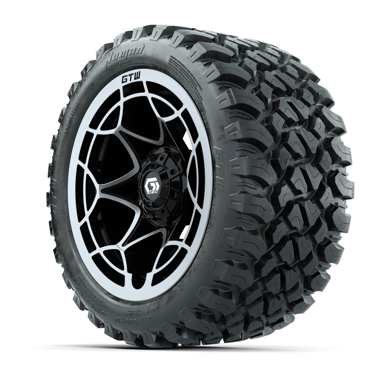 GTW&reg; Nexus Black with Silver Face 14 in Wheels with 23X10-R14 Nomad Steel Belt Radial All-Terrain Tires – Full Set