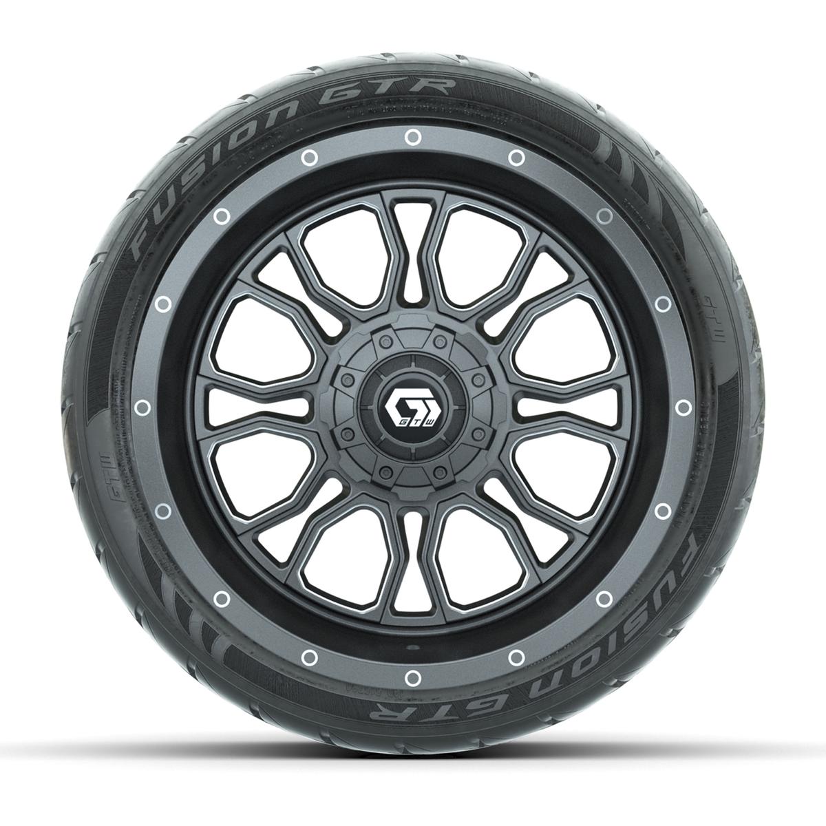GTW Volt Gunmetal/Machined 14 in Wheels with 205/40-R14 Fusion GTR Street Tires - Full Set