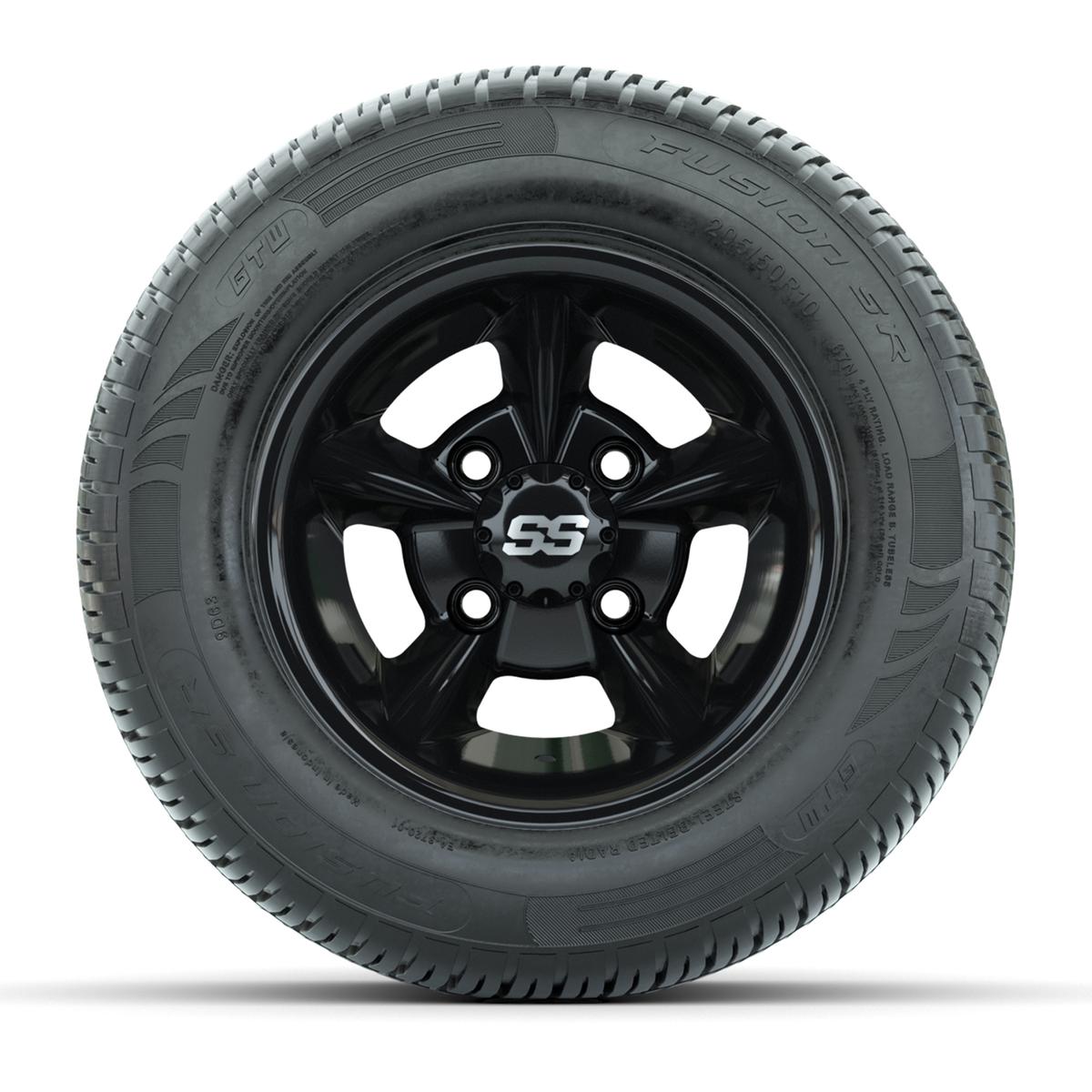 GTW Godfather Black 10 in Wheels with 205/50-R10 Fusion S/R Radial Steel Belt Street Tires – Full Set