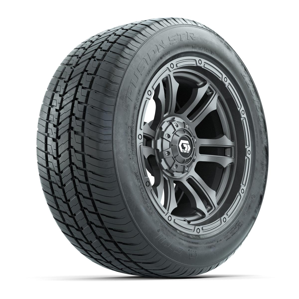 GTW&reg; Shogun Gloss Gunmetal 14 in Wheels with 255/50-R14 Fusion STR DOT Approved Street Tires - Full Set