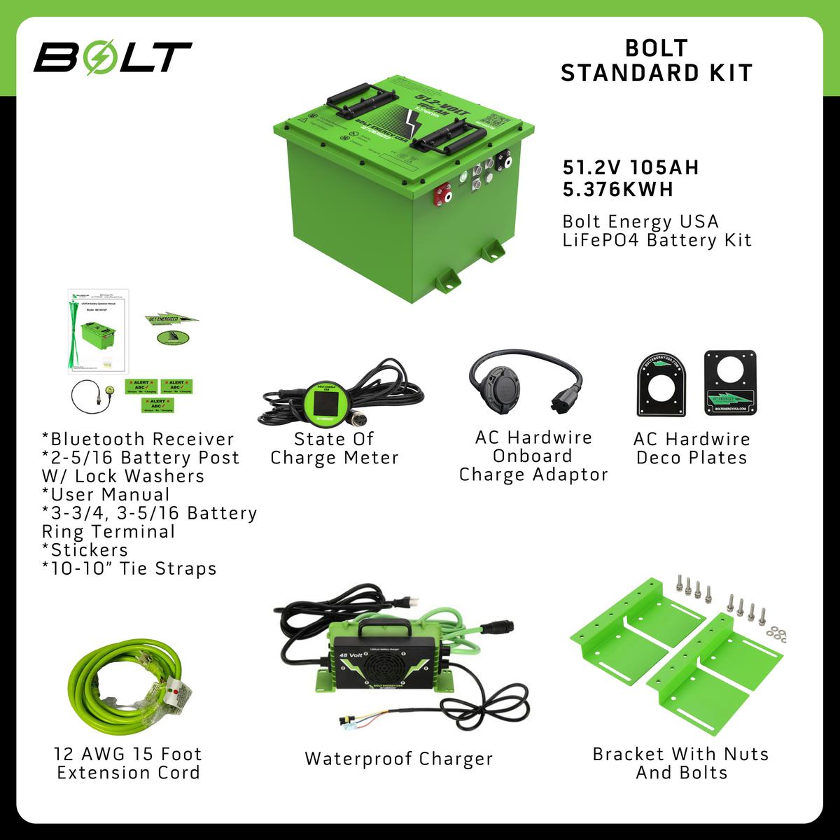 Bolt Energy 51V 105AH Standard Square Accessory Battery Kit