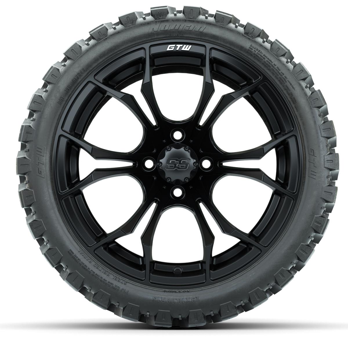 GTW Spyder Matte Black 15 in Wheels with 23x10-R15 Nomad All-Terrain Tires – Full Set